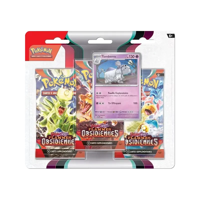 Pokémon TCG EV03 Flammes Obsidiennes - Tripack FR - vue de face Tomberro | NK - Nordikards