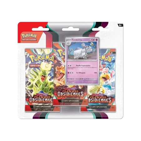 Pokémon TCG EV03 Flammes Obsidiennes - Tripack FR - vue de face Tomberro | NK - Nordikards