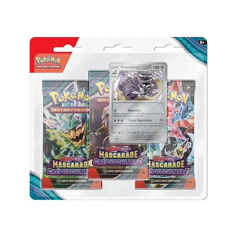 Pokémon TCG EV06 Mascarade Crépusculaire - Tripack FR - vue de face Vrombotor | NK - Nordikards