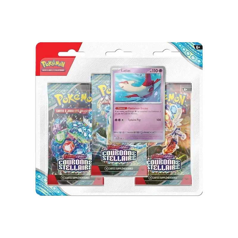 Pokémon TCG EV07 Couronne Stellaire - Tripack FR - vue de face Latias | NK - Nordikards