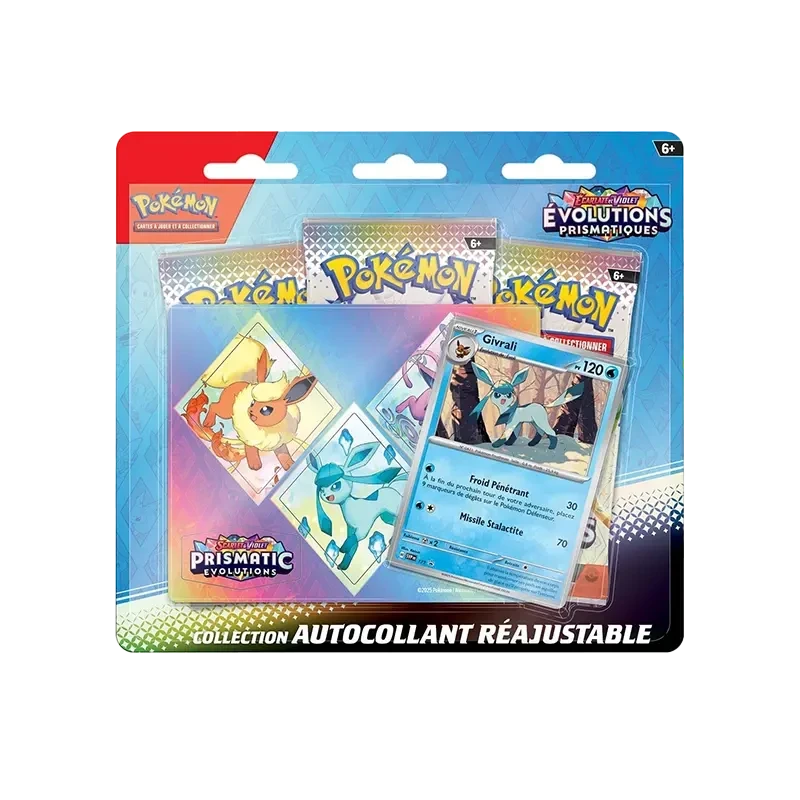 Pokémon TCG EV08.5 Evolutions Prismatiques - Tripack Collection Autocollant FR - vue de face Givrali | NK - Nordikards