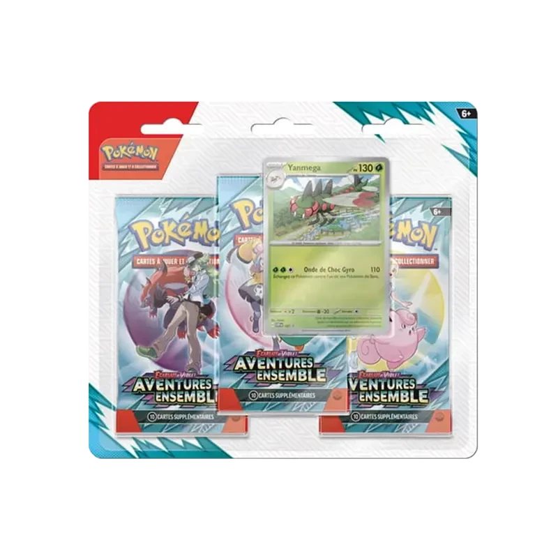 Pokémon TCG EV09 Aventures Ensemble - Tripack FR - vue de face Yanmega | NK - Nordikards