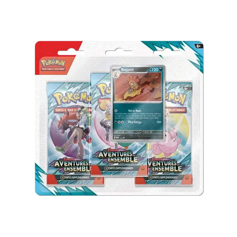 Pokémon TCG EV09 Aventures Ensemble - Tripack FR - vue de face Bagga?d | NK - Nordikards