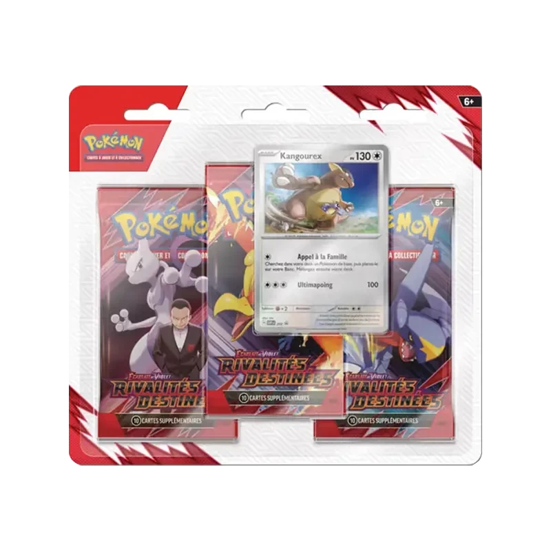 Pokémon TCG EV10 Rivalités Destinées - Tripack FR vue de face Kangourex | NK - Nordikards