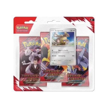 Pokémon TCG EV10 Rivalités Destinées - Tripack FR vue de face Kangourex | NK - Nordikards