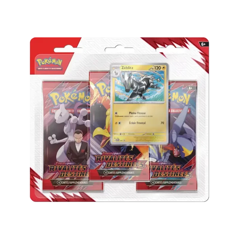 Pokémon TCG EV10 Rivalités Destinées - Tripack FR vue de face Z?blitz | NK - Nordikards