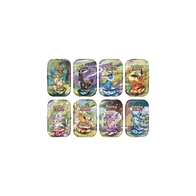 Pokémon TCG EV08.5 Evolutions Prismatiques - Mini Tin FR - vue de face des tins | NK - Nordikards