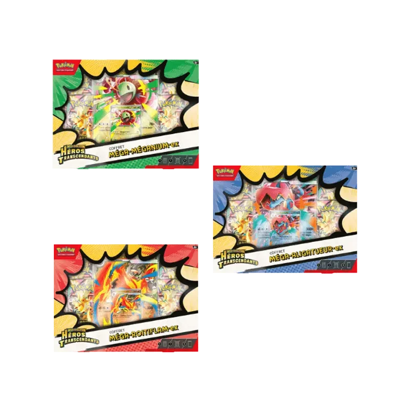 Pack Pokémon ME02.5 Héros Transcendants FR – Méga Roitiflam, Méganium & Aligatueur ex TCG | NK